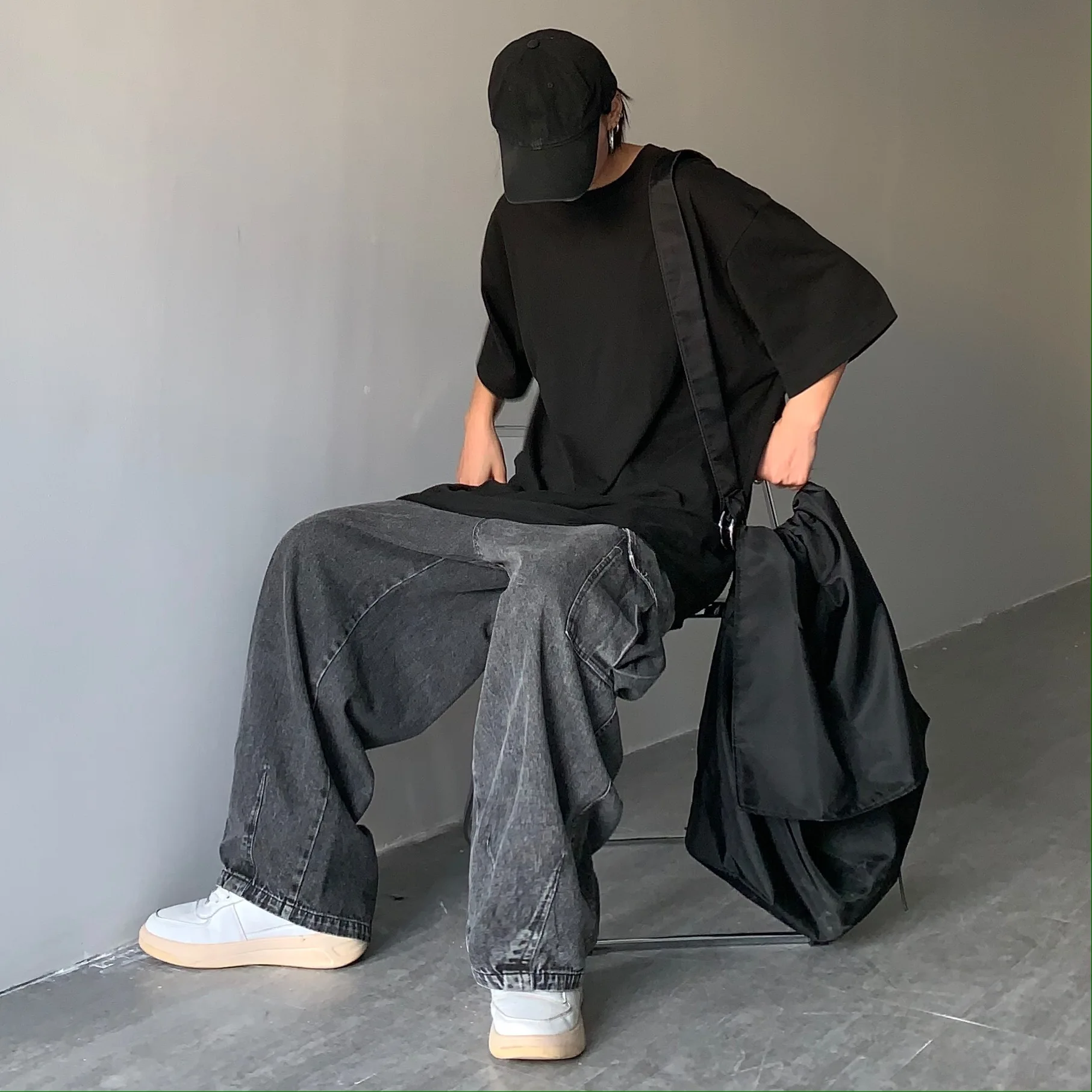 Men's Cowboy Denim Trousers Male Streetwear Hip Hop Loose Jeans Denim Cargo Pants Baggy Wide Leg Jeans Casual Autumn Winter