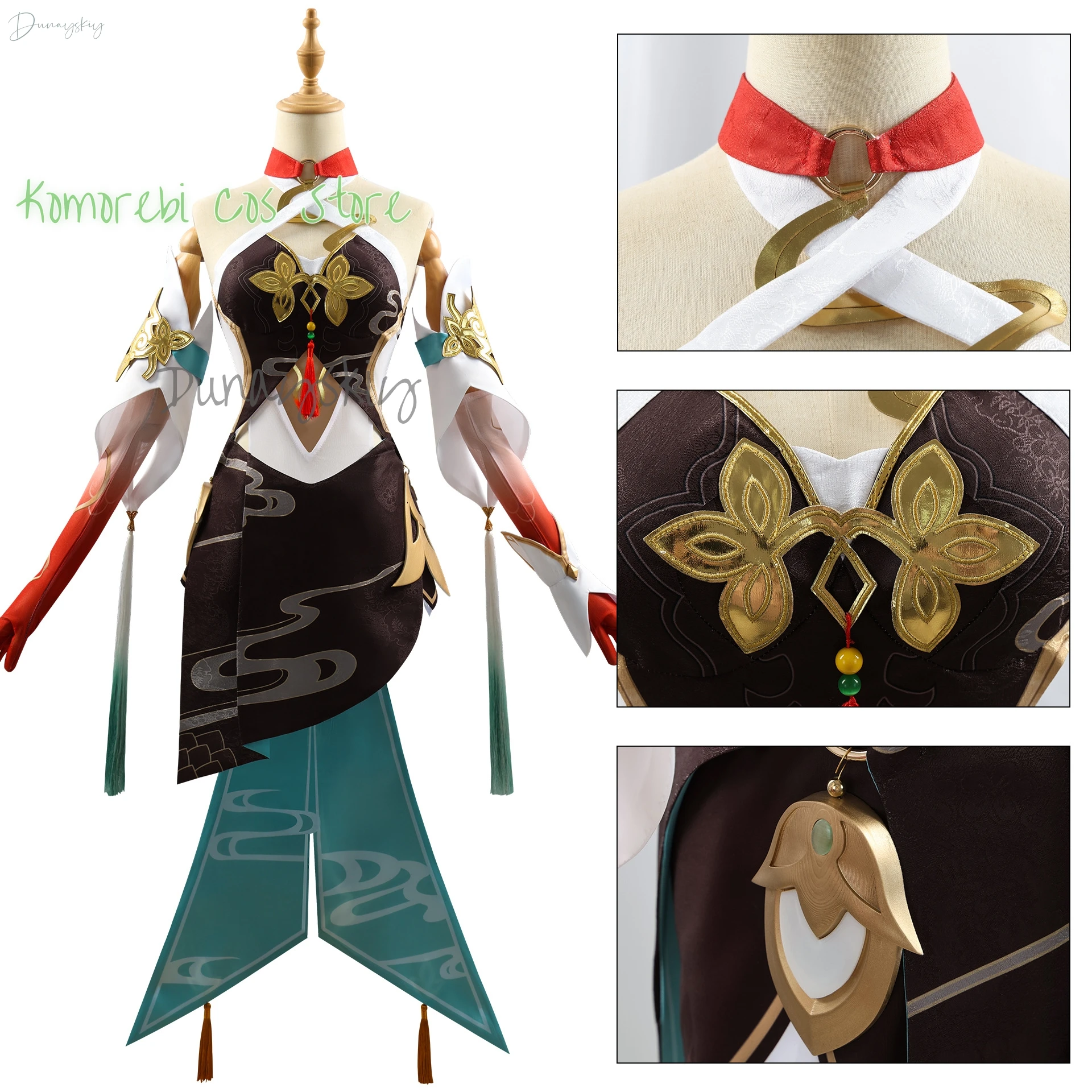 Honkai Star Rail Lingsha Косплей Костюм Парик Dan Zhu Платье Униформа Головные уборы Xianzhou Luofu