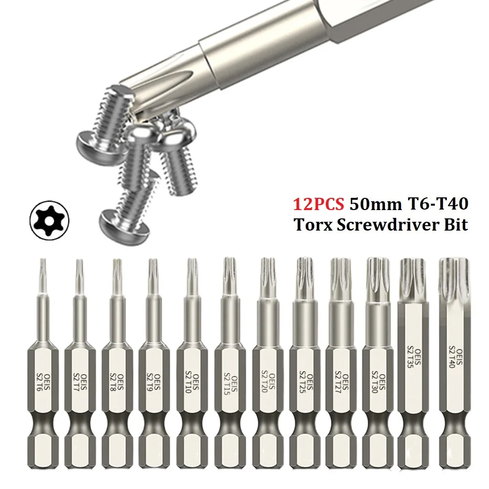 

12PCS 5Inch Hollow Torx Screwdriver Bit Set 1/4 Inch Hex Shank Screw Driver Bits For Exact Screw Unscrew T6-T40 Hand Tool
