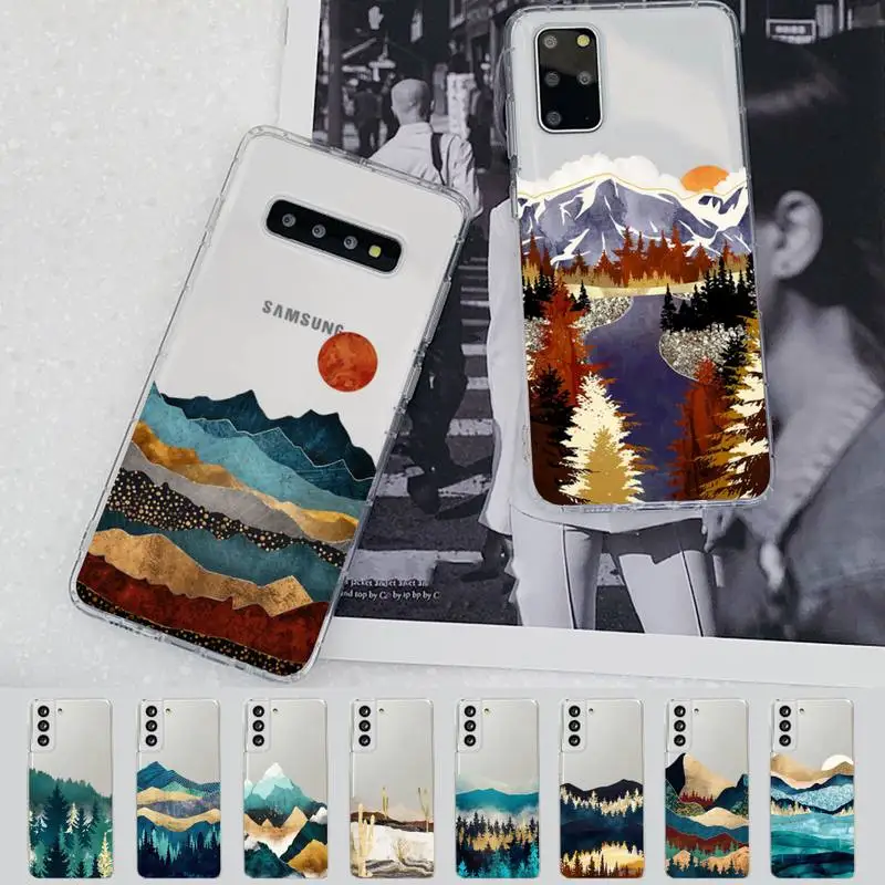 Mountain Moon Sun Forest Tree Phone Case for Samsung A51 A52 A71 A12 for Redmi 7 9 9A for Huawei Honor8X 10i Clear Case