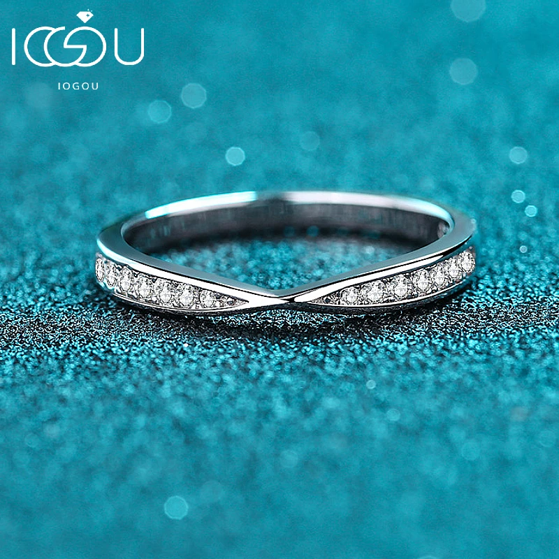 

IOGOU Moissanite Wedding Band Rings 925 Sterling Silver Simple Interwoven Diamond Rings For Women Wholesale Accessories Jewelry