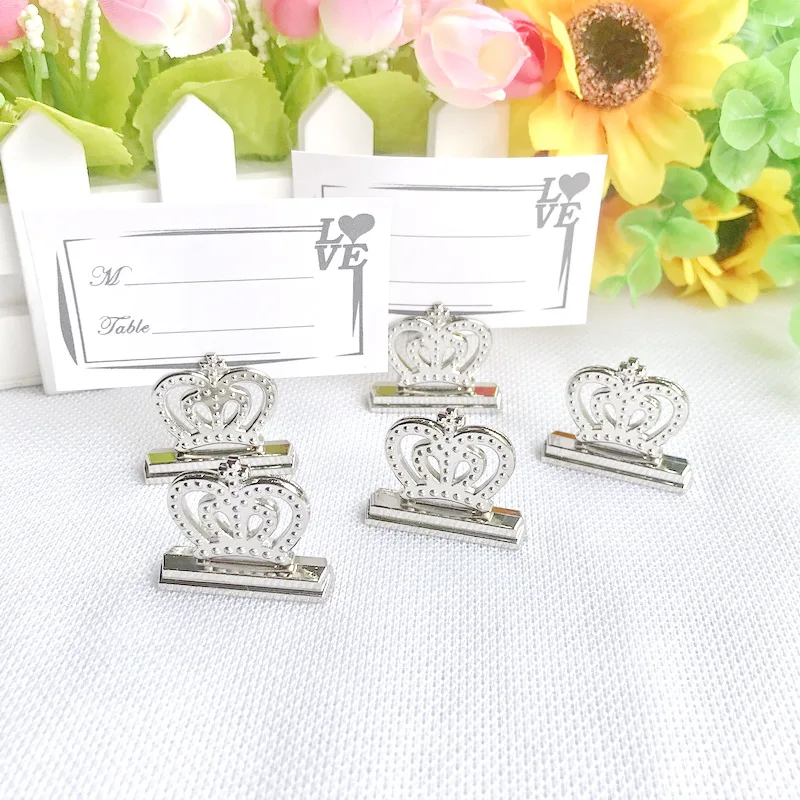 

10 шт. X Оптовая продажа, Серебряная корона, искусственное место, свадебные сувениры, настольные фото-карты, зажимы, Декорации для дня рождени...