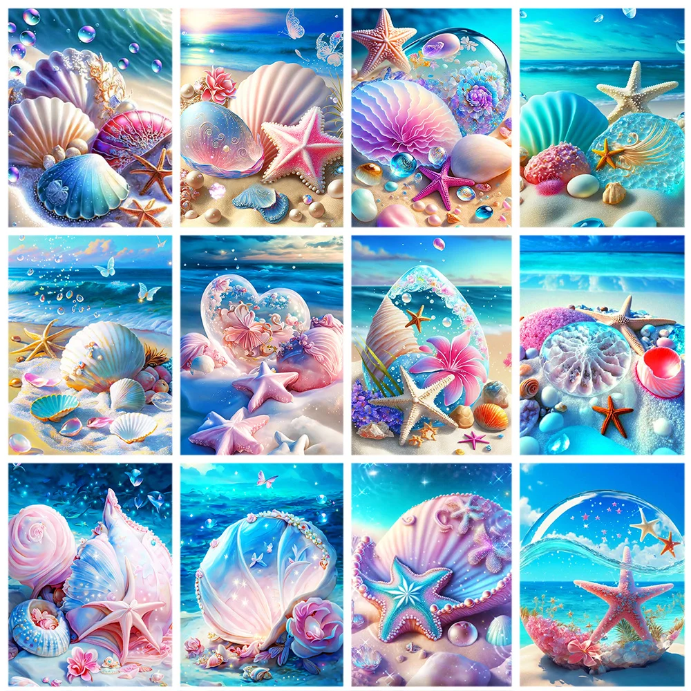 

Miaodu DIY 5D Diamond Painting Fantasy Shell Seaside Scenery Diamond Embroidery Mosaic Cross Stitch Kit Child's Home Decor Gift