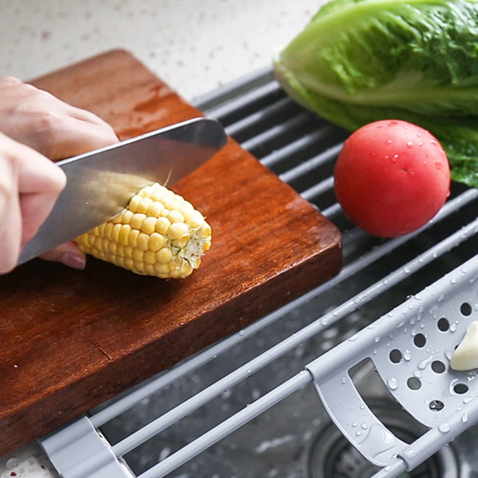 

2022 New Silicone Drain Rack Foldable Dish Drying Rack Above Sink Storage Organizer Tray Kitchen Accessories Organizer