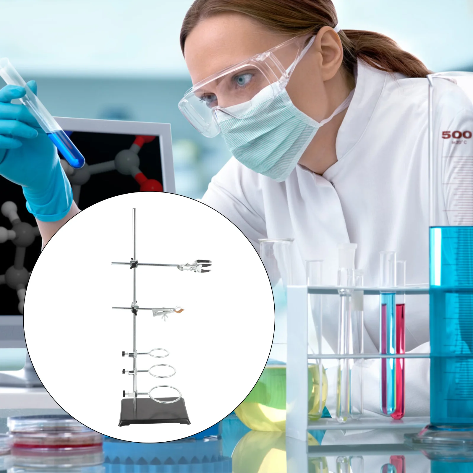 

Stand Laboratory Clampring Retort Holder Chemistry Support Metalware Flask Equipmentinstrument Test Beaker Condensergrade Clamps