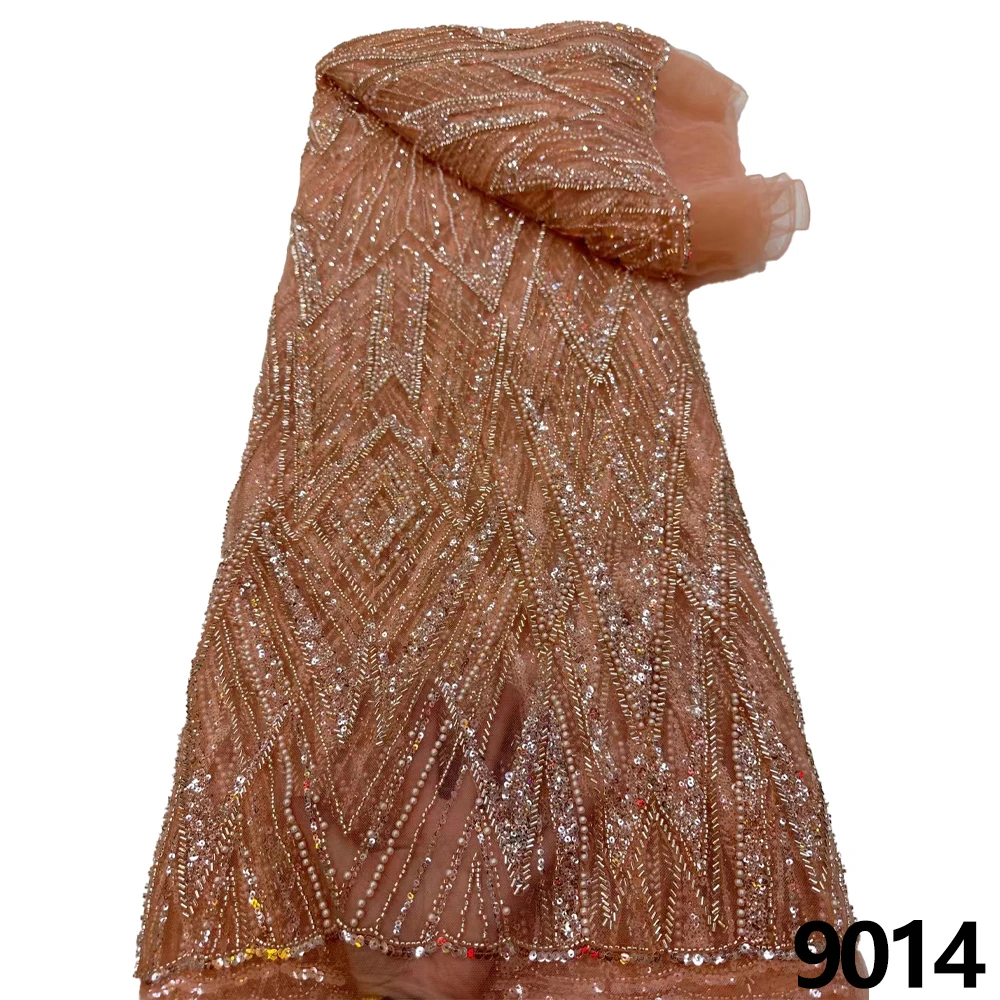 

Latest Royal African Lace Fabric 2023 Luxury French Sequins Mesh Lace Fabric High-end Handmade Beaded For Wedding Dress