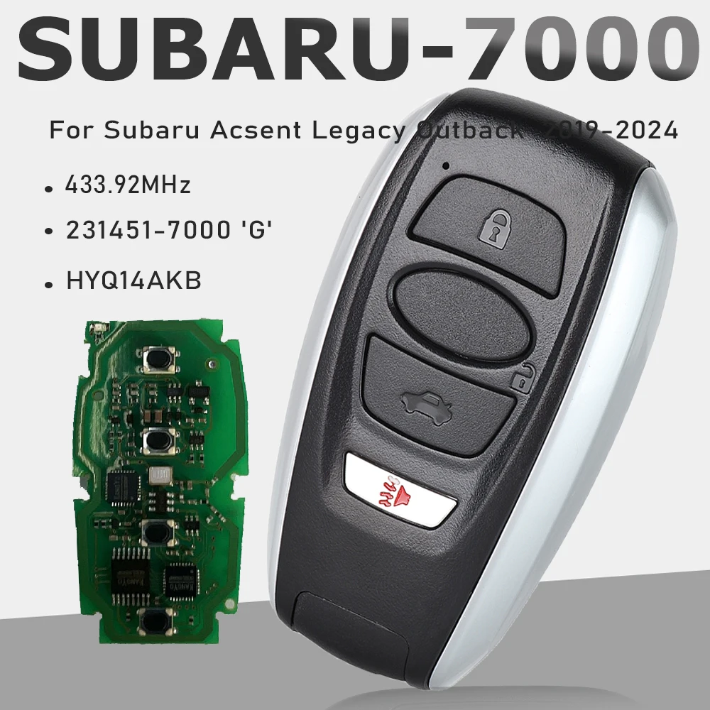

KEYECU 231451-7000 "G" смарт-ключ дистанционного управления 433,92 МГц Fob для SUBARU ACSENT LEGACY OUTBACK 2019-2024 - HYQ14AKB