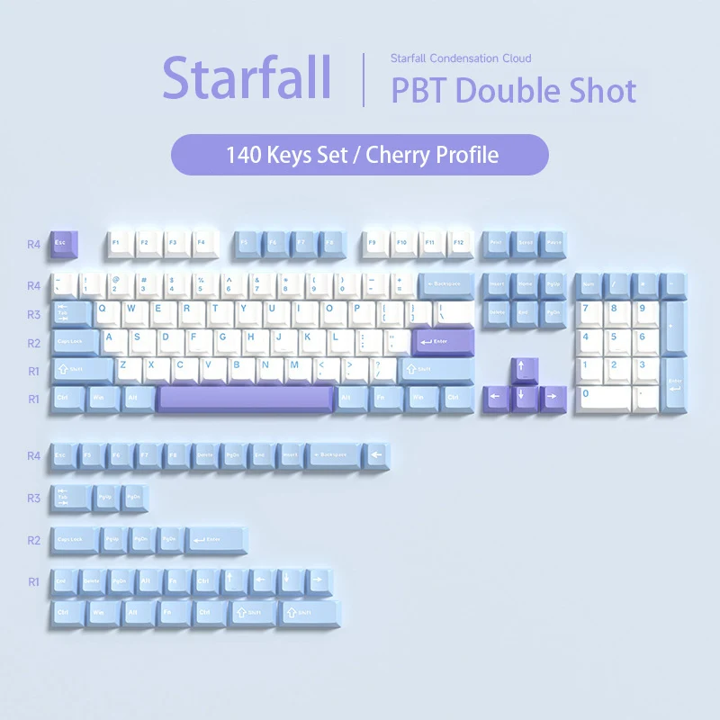 140-клавишные колпачки для клавиатуры на тему Starfall клавиш Cherry Profile Double Shot PBT