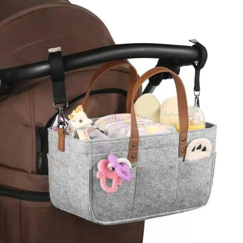 

Kids Storage Carrier Baby Felt Storage Nursery Basket Infant Diaper Bag With Handle Caddy Changing Nappy Large Pocket New