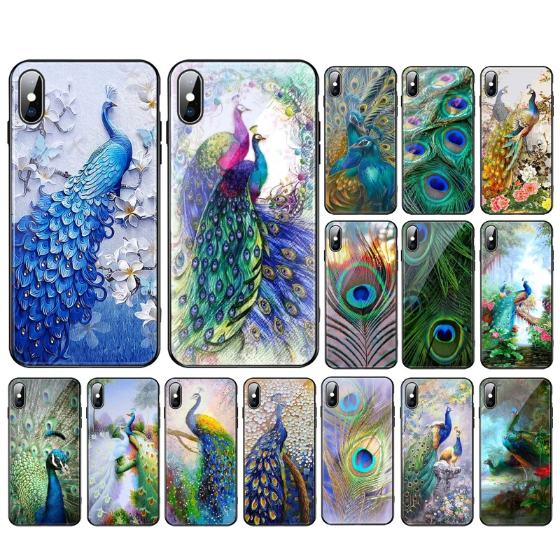 

Peacock Feathers Glass phone case For Samsung Galaxy S23 S22 S21 S20 Ultra S20 S22 S21 S20FE A52 A33 A13 A32