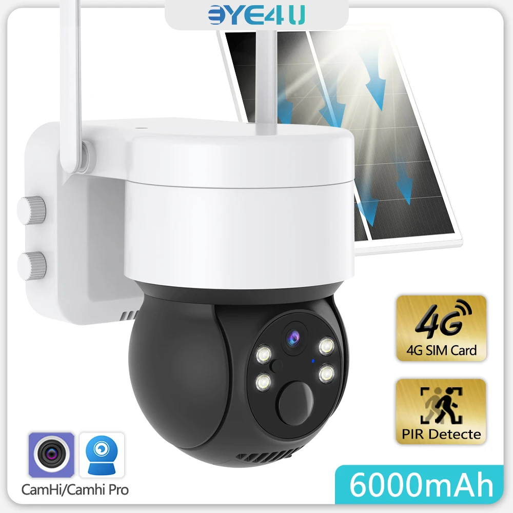 

4G Solar Outdoor Camera SIM Card 1080P Wireless WiFi Cam With Rechargeable Battery PIR Human Detection Security Protection Camhi