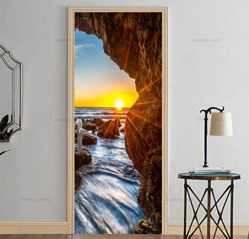 3D пейзаж дверная наклейка вид вверх к небу виниловая ПВХ водонепроницаемая