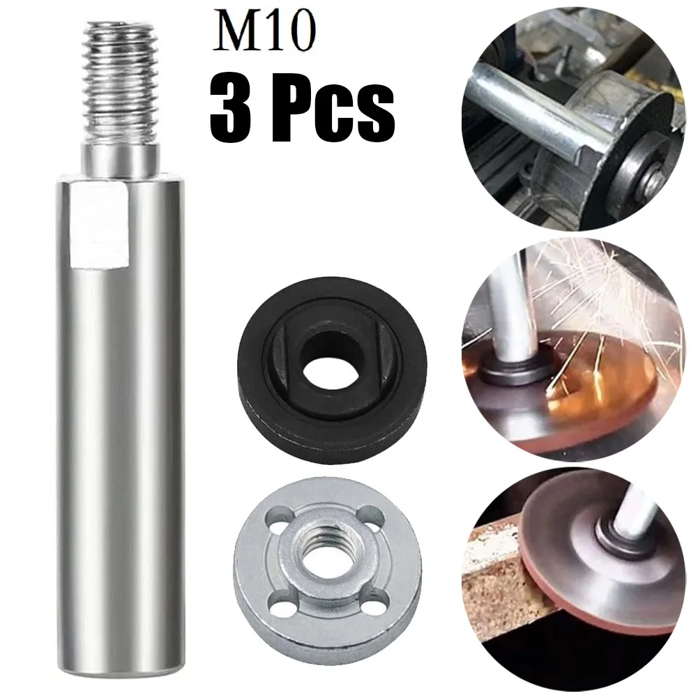 

Shaft Connecting Rod 3pcs/set Silver+Black Stainless Steel 65mm Angle Grinder Extension M10 Thread Home Durable