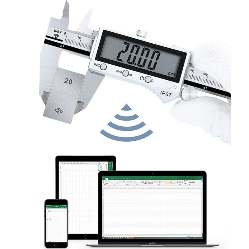 Новый IP67 Bluetooth водонепроницаемый Цифровой точный штангенциркуль из нержавеющей