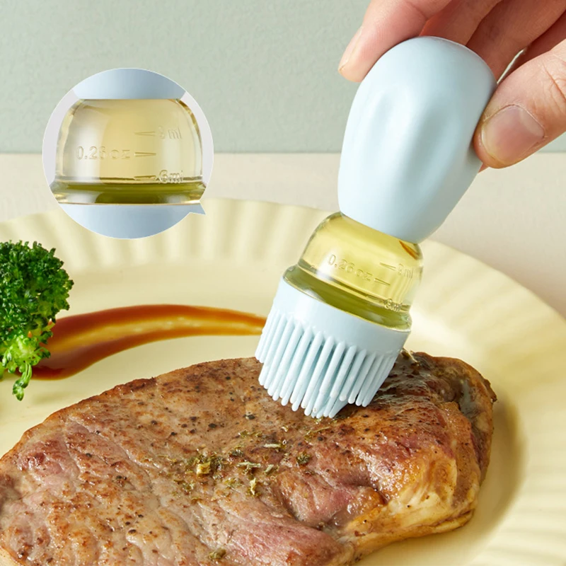 

2 In 1 Kitchen Oil Bottle Silicone Glass Oil Container With Brush Barbecue Bottle Oil Dispenser For Kitchen Cooking BBQ Tool