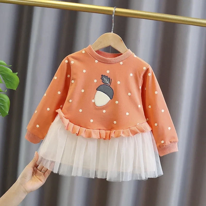

2023 Spring New Western-style Yarn Dress Baby Girl Princess Dress Autumn Dress Long Sleeve Baby Kids Dress Kids Dresses Girls