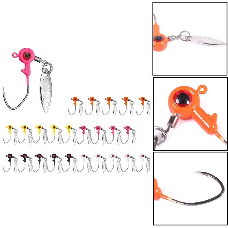 

25PCS Fishing Jig Heads Kit Fishing Water Hooks Lure For Bass/Crappie