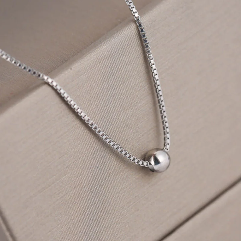 

Exquisite Shiny Small Round Bead 925 Sterling Silver Necklace Good Luck Bead Choker Party Gift For Girls Fashion Party Jewelry