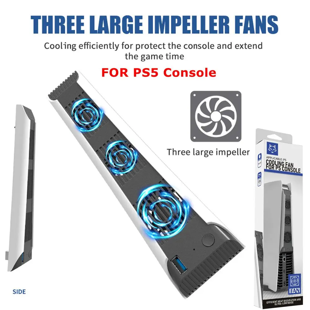 

Новый эффективный радиатор для игр с охлаждением, USB с 3 вентиляторами, кулер подходит для PS5, вентилятор охлаждения консоли, радиаторы