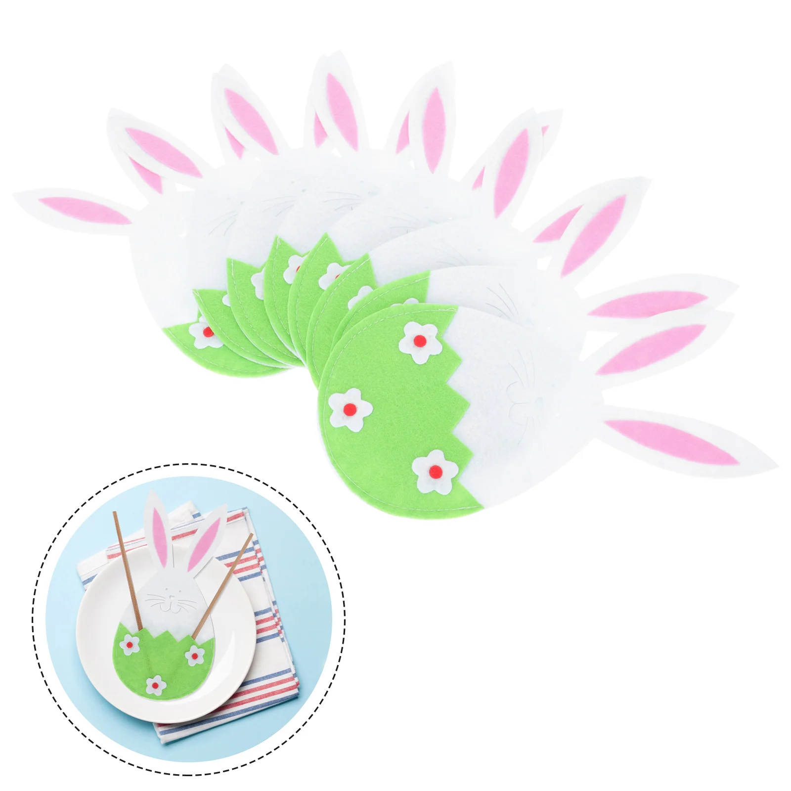 

Easter Cutlery Holder Silverware Tableware Pouch Party Holders Table Decoration Bunny Utensil Rings Rabbit Napkin Fork Egg