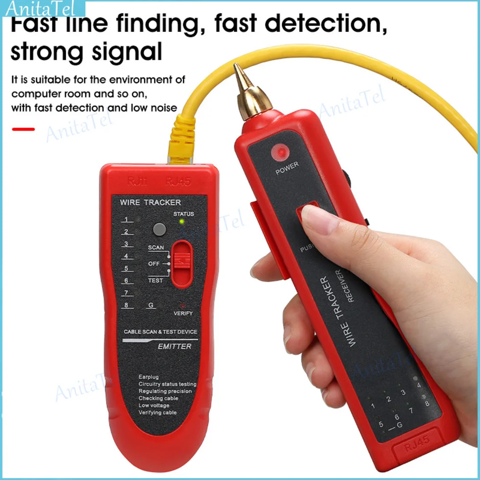 

Тестер кабеля локальной сети Cat5 Cat6 RJ45 UTP STP, трекер телефонного провода, трассировщик, диагностика тона, набор инструментов, FTTH детектор, линейный детектор