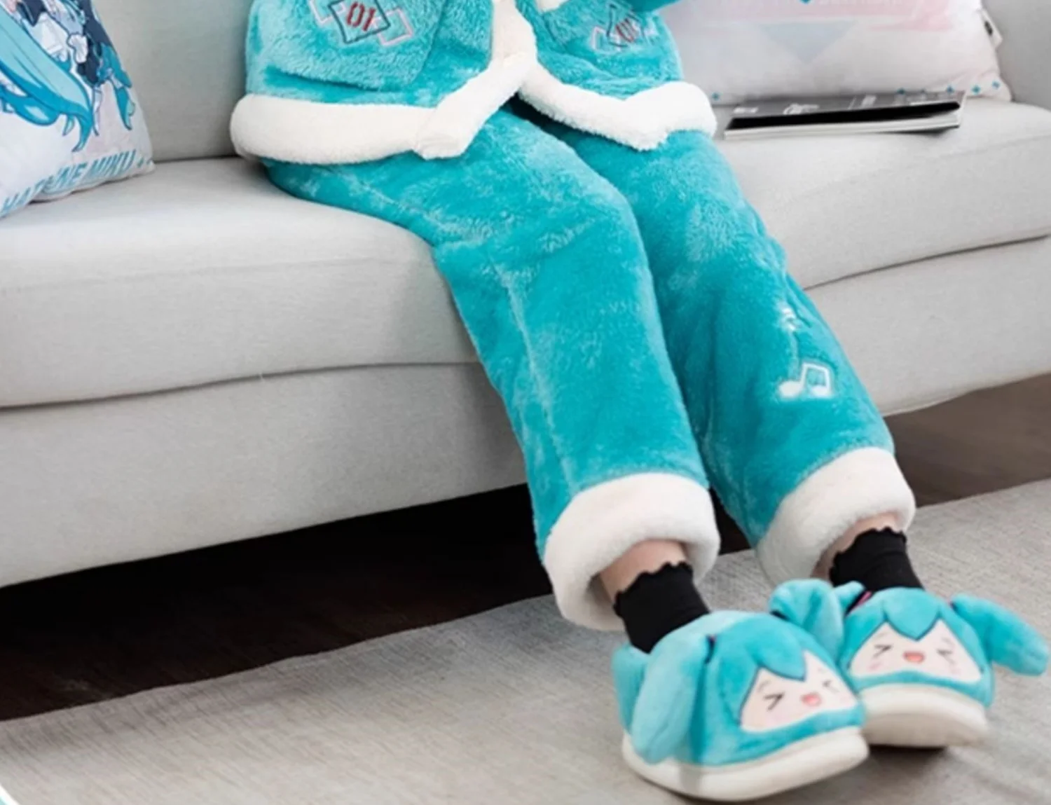 Зимняя свободная теплая Пижама Hatsune Miku серии Happy Home Y2k комплект плюшевой домашней