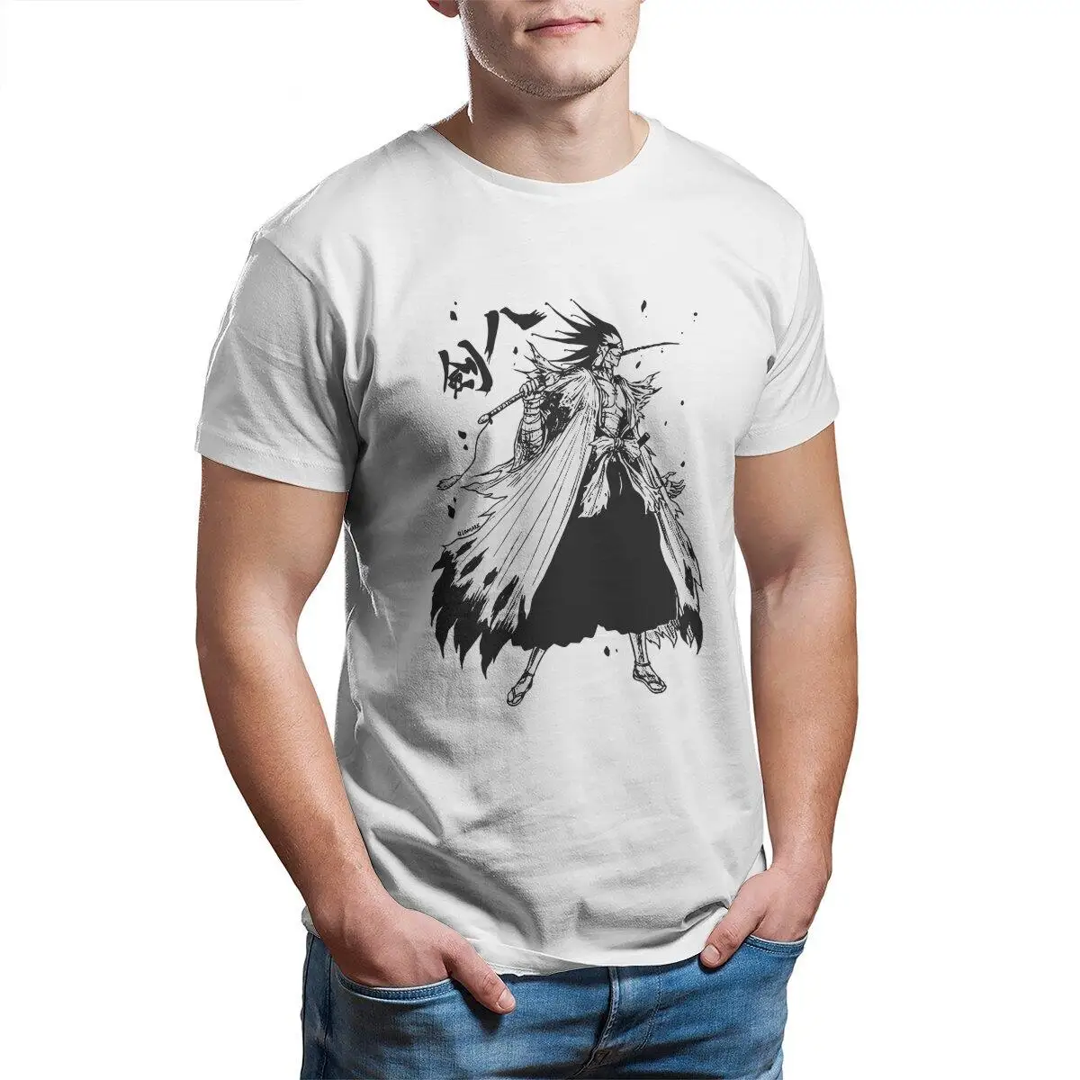 

Men Japanese Anime Bleach T Shirt Zaraki Kenpachi Manga Pure Cotton Tops Novelty Short Sleeve Round Neck Tees Gift T-Shirts