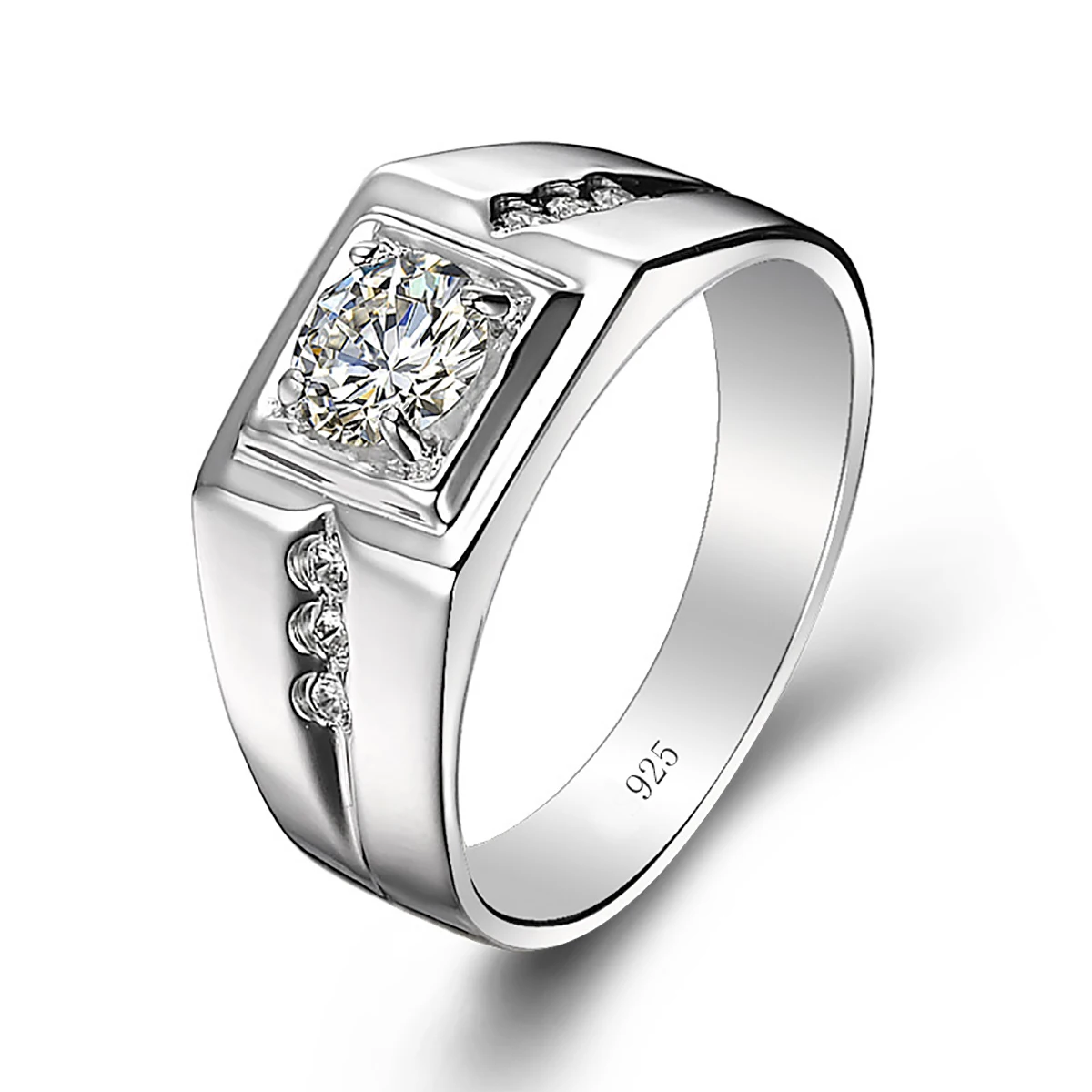 

Szjinao Real 0.5ct D Color Silver 925 Moissanite Rings For Man Round Wedding Diamonds Band Engagement Luxury Quality Jewelry