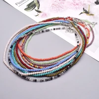 color crystal glass necklace statement short chain necklace for women 3mm crystal glass beads chain necklaces jewelry