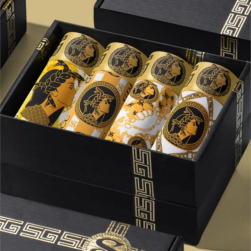 4 шт. дышащие удобные мужские трусы-боксеры с рисунком