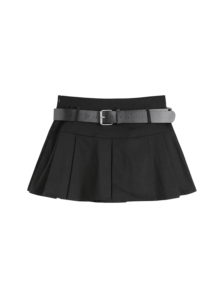

2023 Summer Women Korean Fashion High Waist Mini Pleated Skirts With Belt 2000s Aesthetic Sexy Y2K Streetwear Hot A-line Vintage