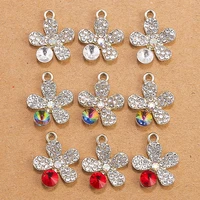 10pcs 16x19mm fashion crystal flower charms pendants for handmade necklace bracelets diy keychains jewelry making accessories