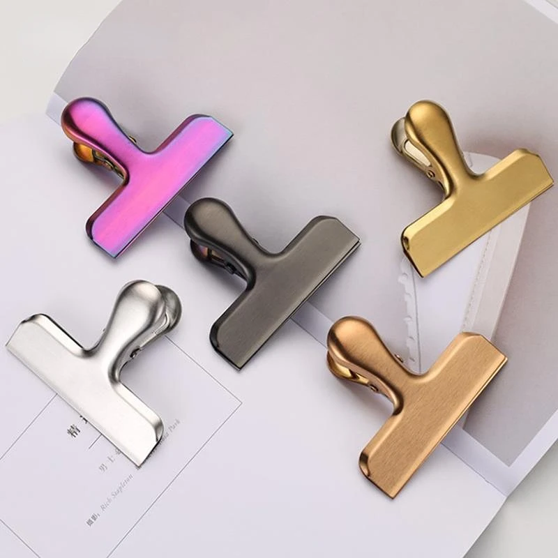 

Stainless Steel Color Snacks Moisture Proof Sealing Clip Fresh Keeping Clip Office School Metal Stationery Planner Clip DIY Tool