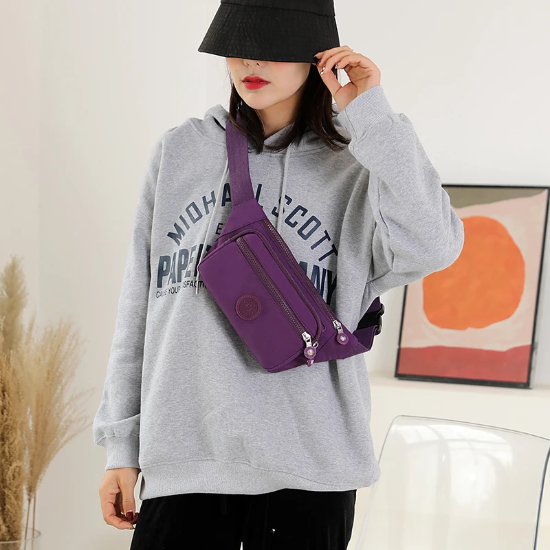 Vento Marea Travel Waist Pack Women 2022 New Black Nylon Shoulder Bag Belt Chest Handbag Large Capacity Female Phone Sport Purse