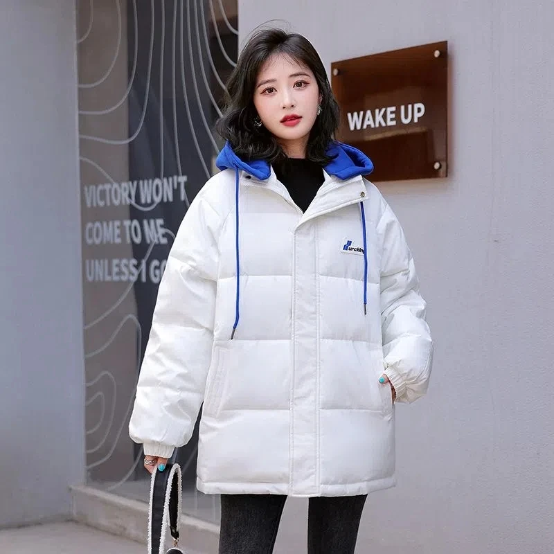 

2022 Down Cotton Jacket Women's Winter Coat Thicken Warm Padded Jacket Hooded Parka Loose Puffer Outwear Korean Baggy Parka