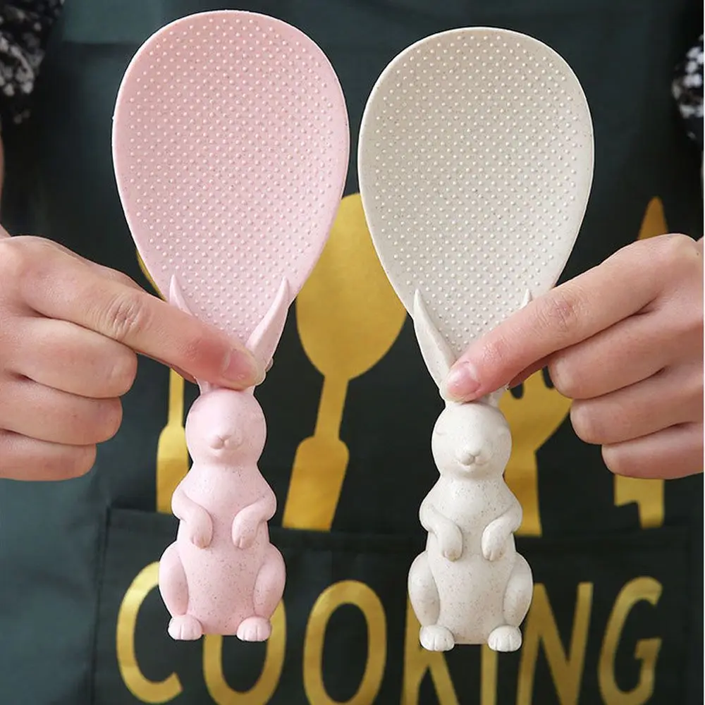 

2021 Creative Rice Scoop Rice Shovel Non-Stick Cute Rabbit Wheat Straw Rice Spoon Standing Rice Spoon