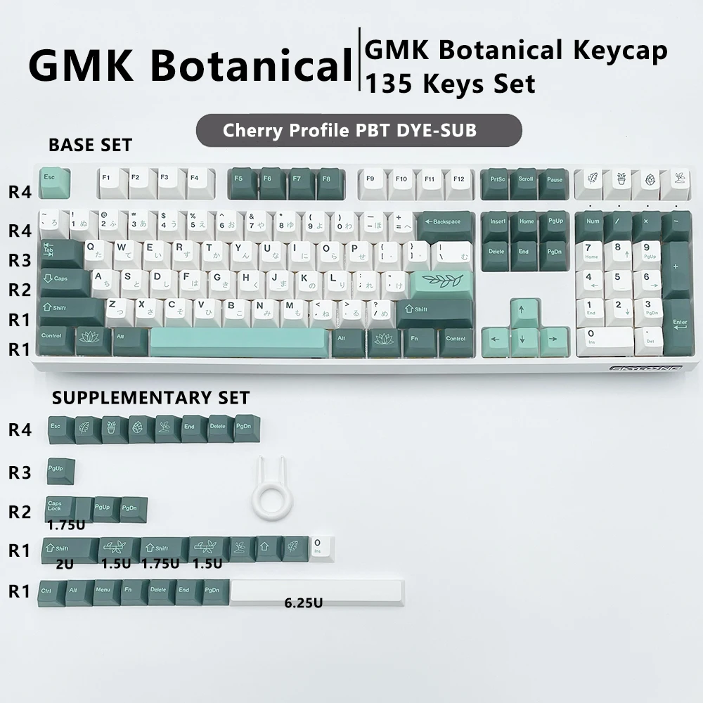 

KBDiy GMK колпачок для ключей ботанического сада 135 клавиш/комплект японский профиль вишни PBT колпачок для ключей для механической клавиатуры DIY...