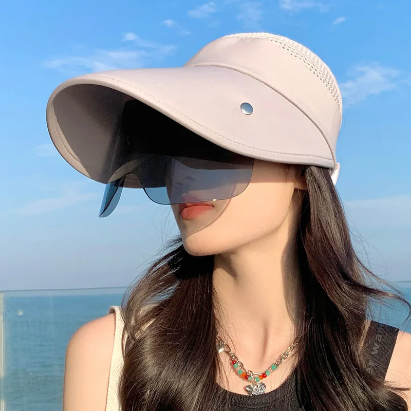 

Women Summer Sunshade Hat Electric Bike Riding Large Brim Sun Protection Open Top Hat Face Covering Versatile Outdoor Sun Hat