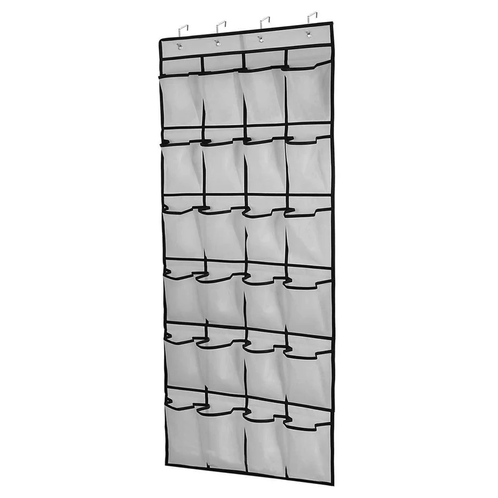 

24 Pockets Foldable Bathroom Hanging Storage Shoe Rack Mesh With Hooks Closet Wardrobe Home Over Door Bedroom Space Saving