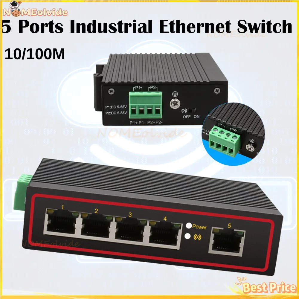 5 Ports Industrial Ethernet Switch 10/100M Signal Strengthen