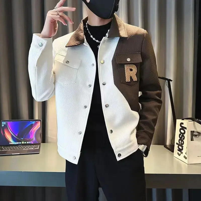 

Куртка мужская демисезонная в Корейском стиле, повседневный карго, свободная верхняя одежда в стиле пэчворк