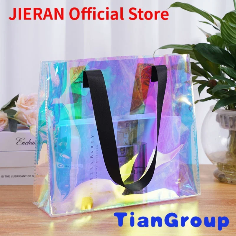 

Colourful Dazzling Clear Luxury Shopping Bag Plastic Aluminum Foil Packing Bags Silver Resealable Transparent Poly Bag