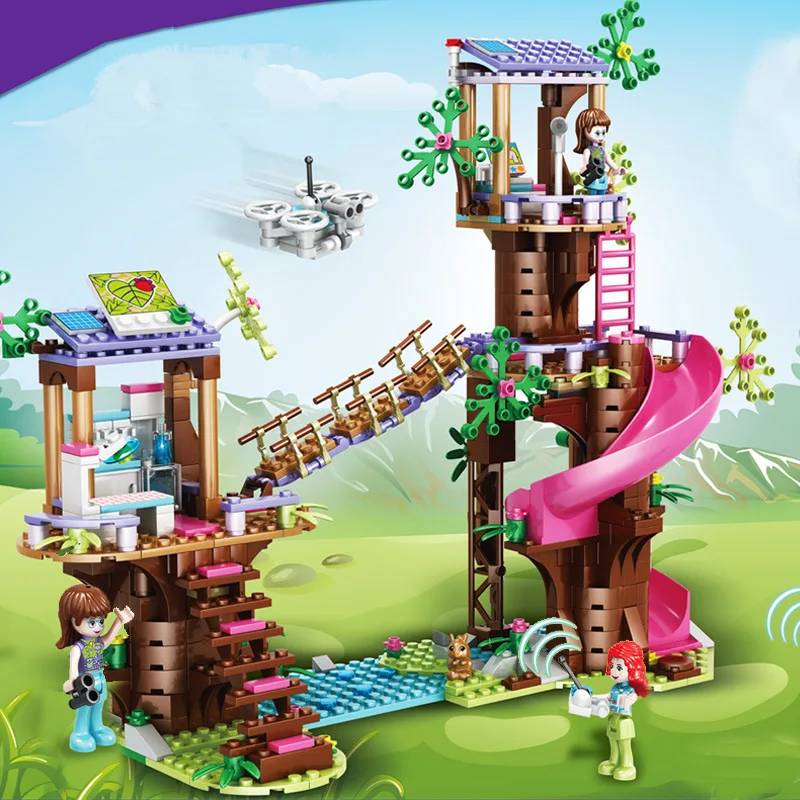 

New Friends Jungle Rescue Building Blocks Base Slide Amusement Park Bricks Toys With Action Figures Model Christmas Gifts Girl