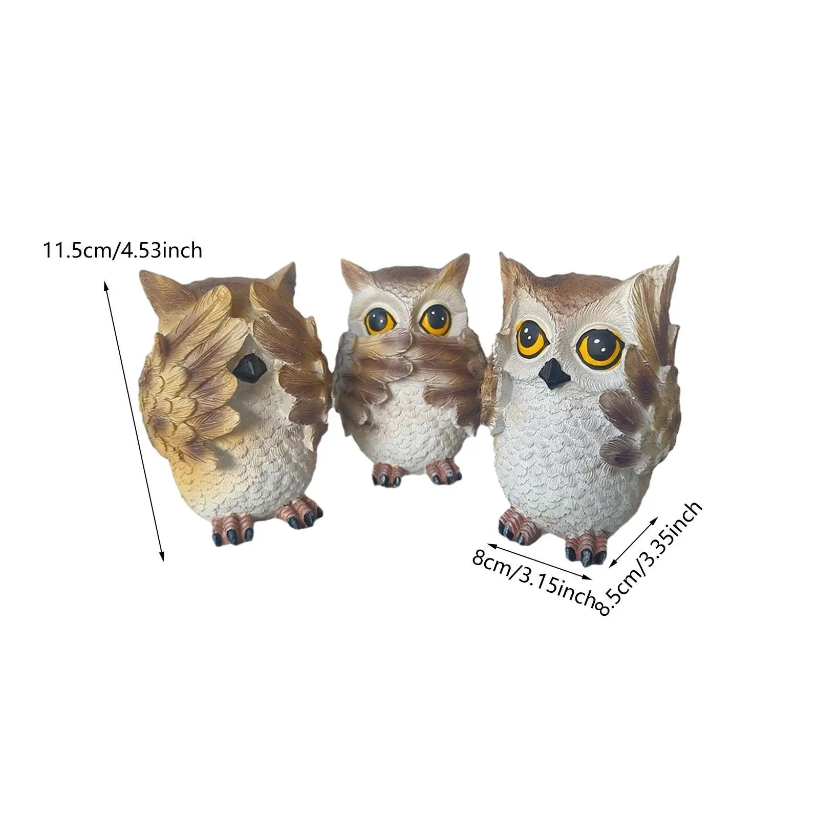3-х шт. статуи совы коллекционные скульптуры из смолы для внутреннего садового