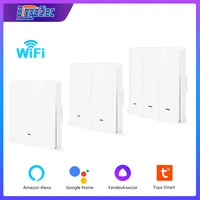 Bingoelec Smart Switch 1/2/3 Gang Wall Light Button Switches No Neutral Wire Required for Smart Lfie Tuya App Alexa Google Home