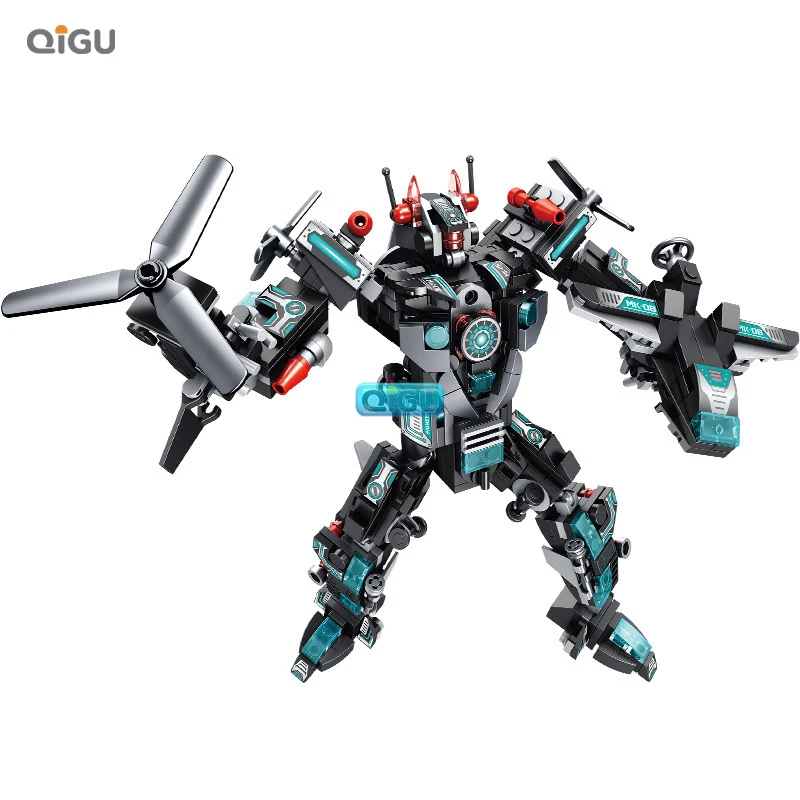 

QIGU 611PCS 12in1 City SWAT Police Transform Robot Building Blocks Plane Helicopter Bricks Set Educational Toys for Children