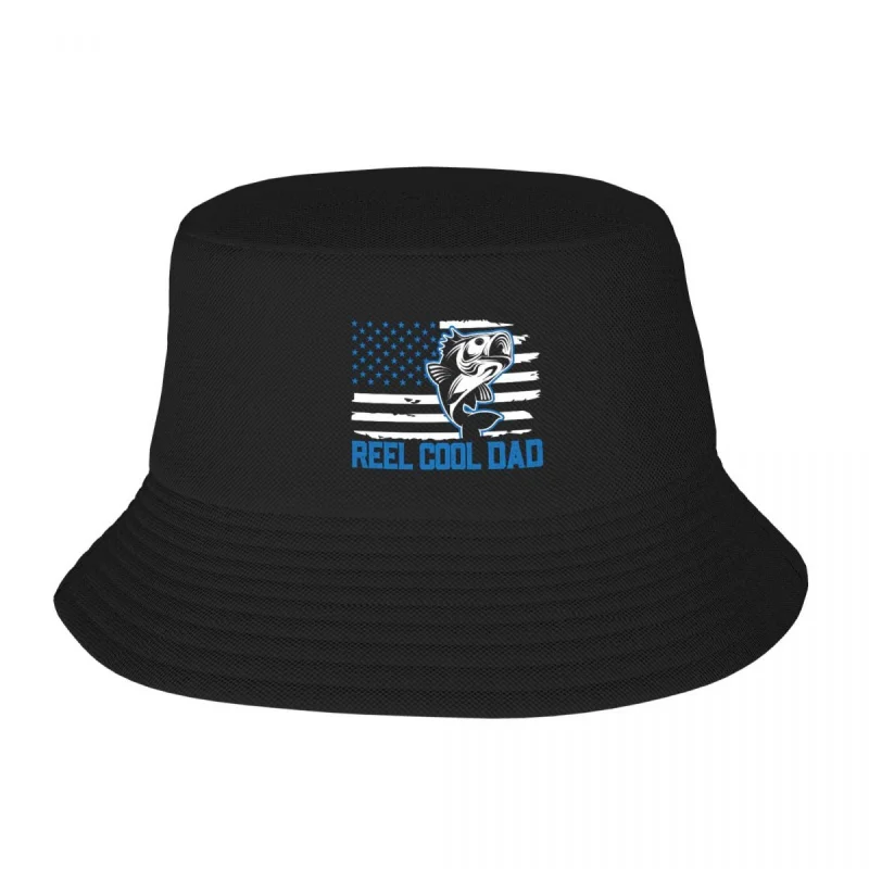 

Reel Cool Dad Fishing Fisher American Flag Adult Fisherman's Hat Bob Bucket Hats Men Women Caps fisherman Hat Girl Boy Hat