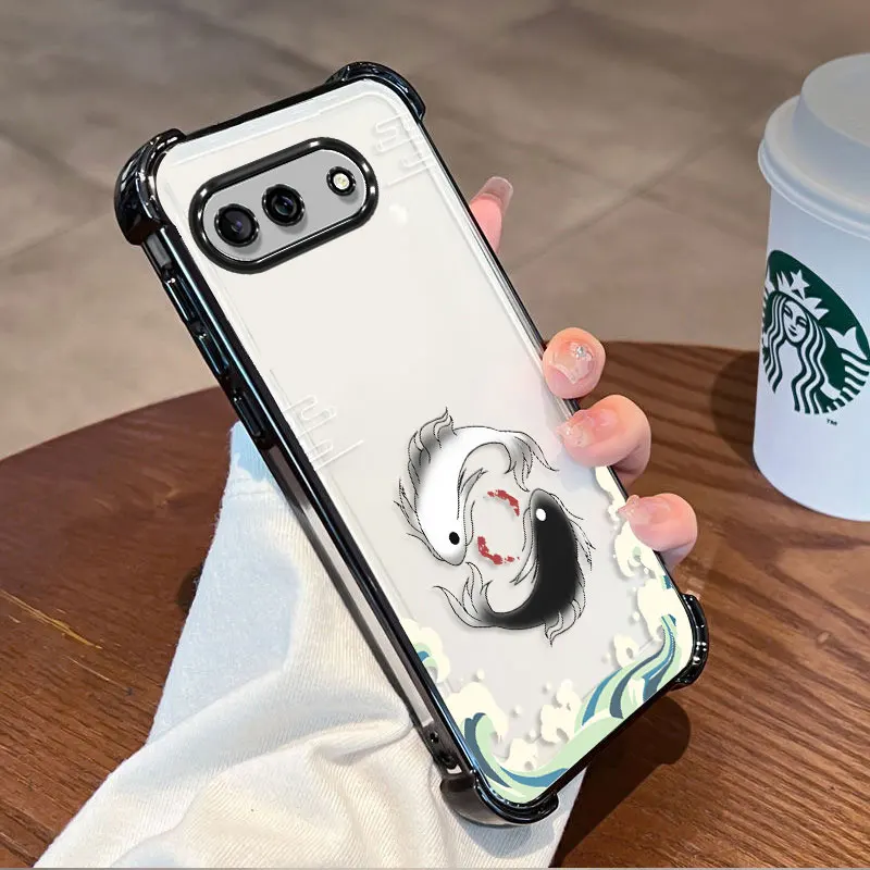 Фото Защитный чехол с покрытием для Google Pixel 10A Pixel 10 Pro XL, чехол из ТПУ с противоударной защитой по четырем углам и узором в виде рыбы. №3