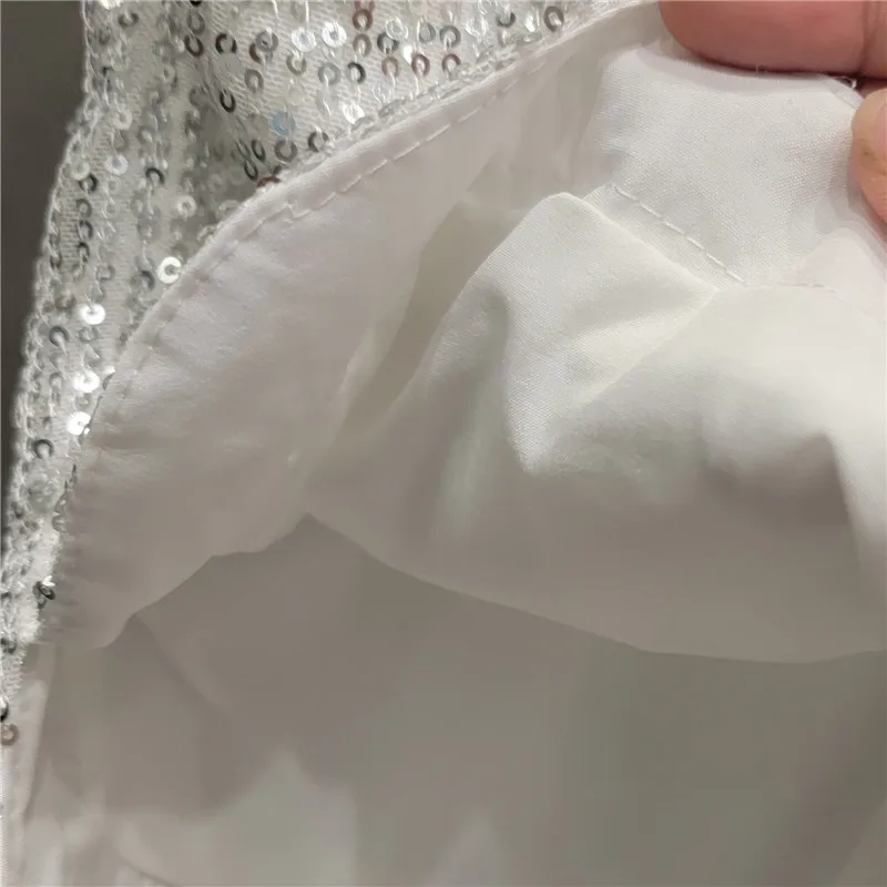 2023 Summer New Elastic High Waist Heavy Industry Sequined Shorts Women A- Line Wide Leg Black Shorts Pantalones Cortos De Mujer