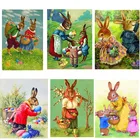 Пасхальная картина сделай сам, Искусственный Кролик, вышивка крестиком, кролик стразы, вышивка, украшение для дома, Новые поступления